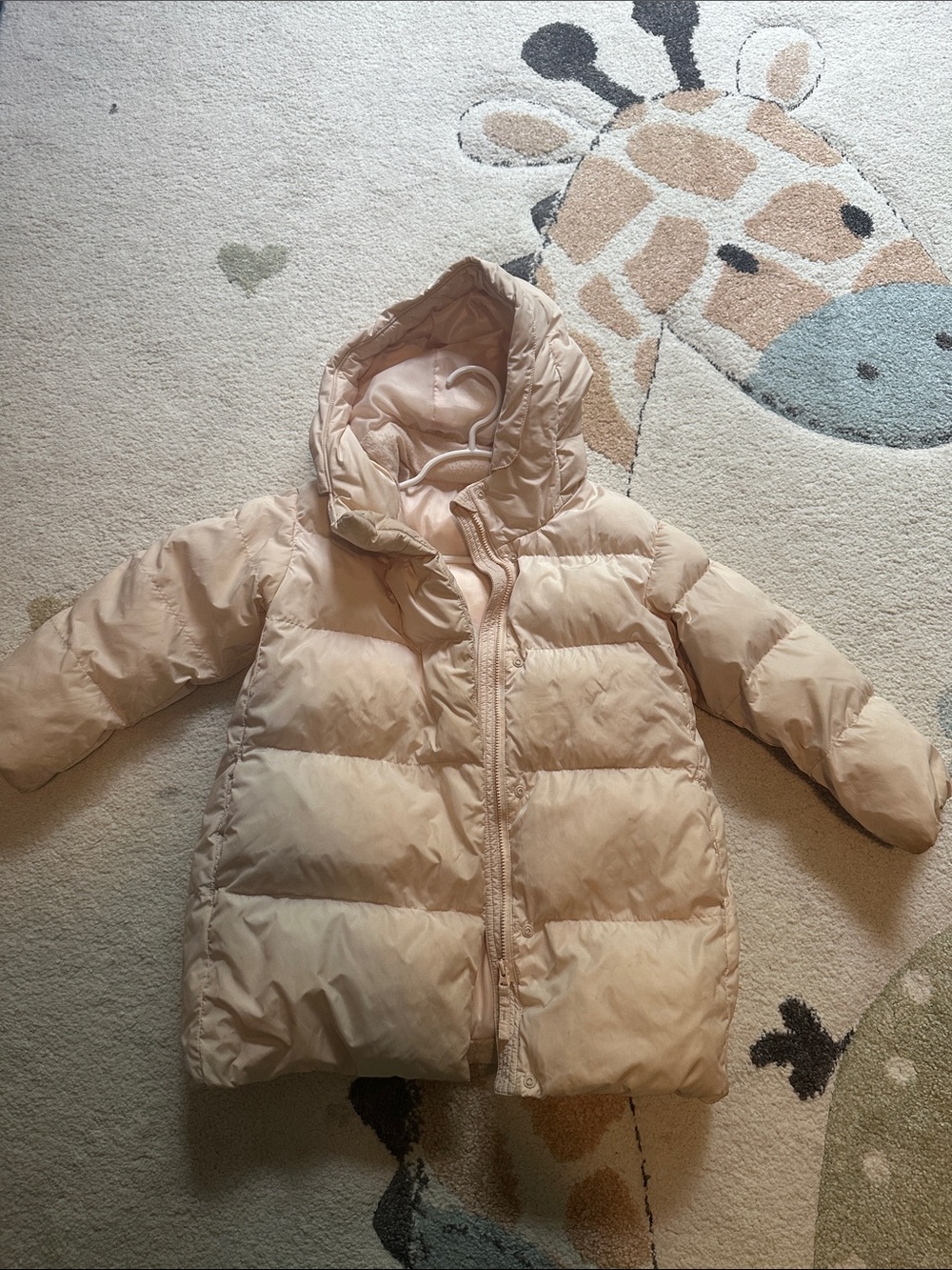 Kids Puffer Jacket with Hood - Cream